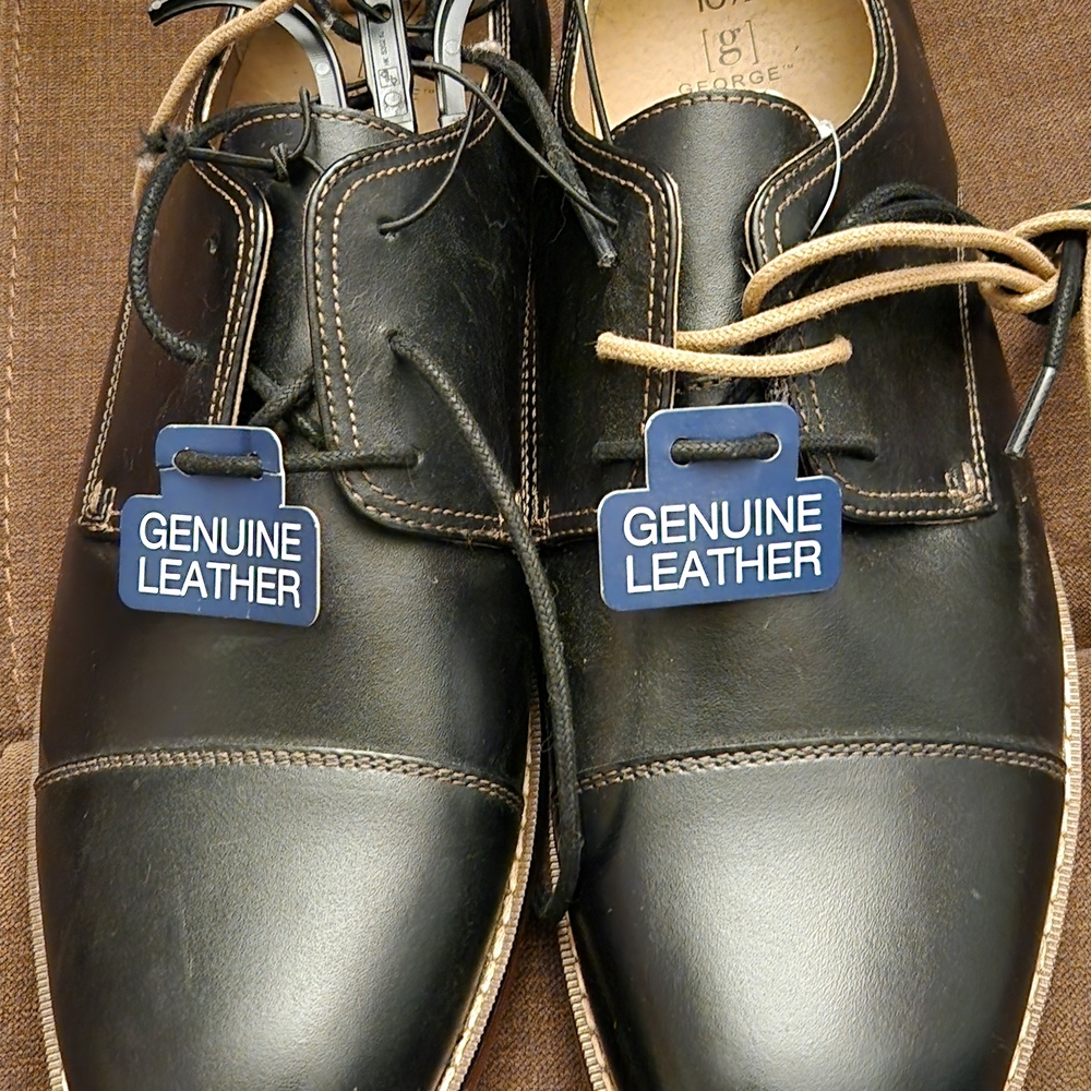 George Men's Black Leather Derbys
